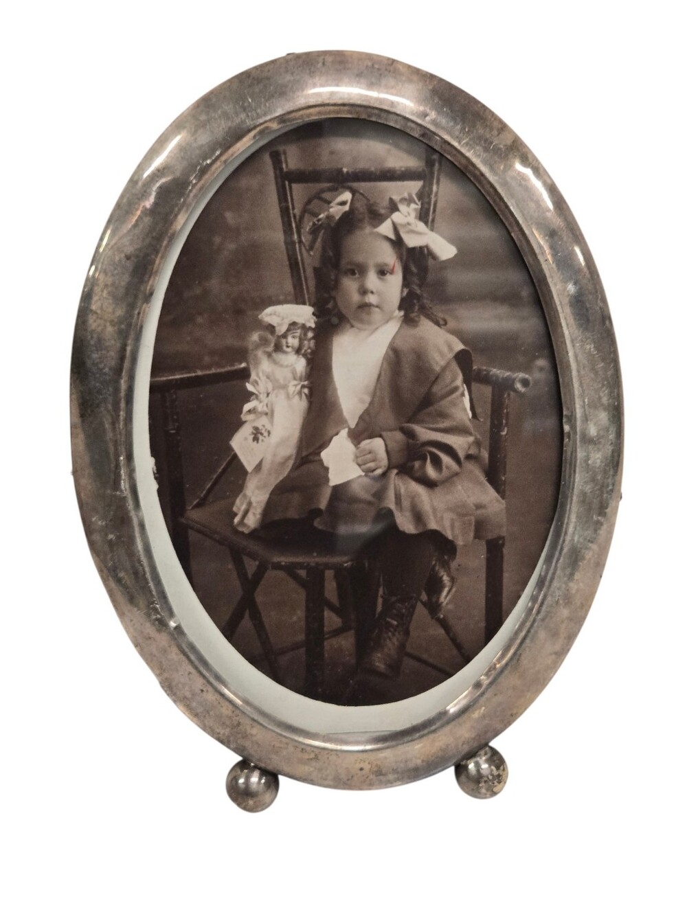 Antoque Sterling Silver Oval photo frame